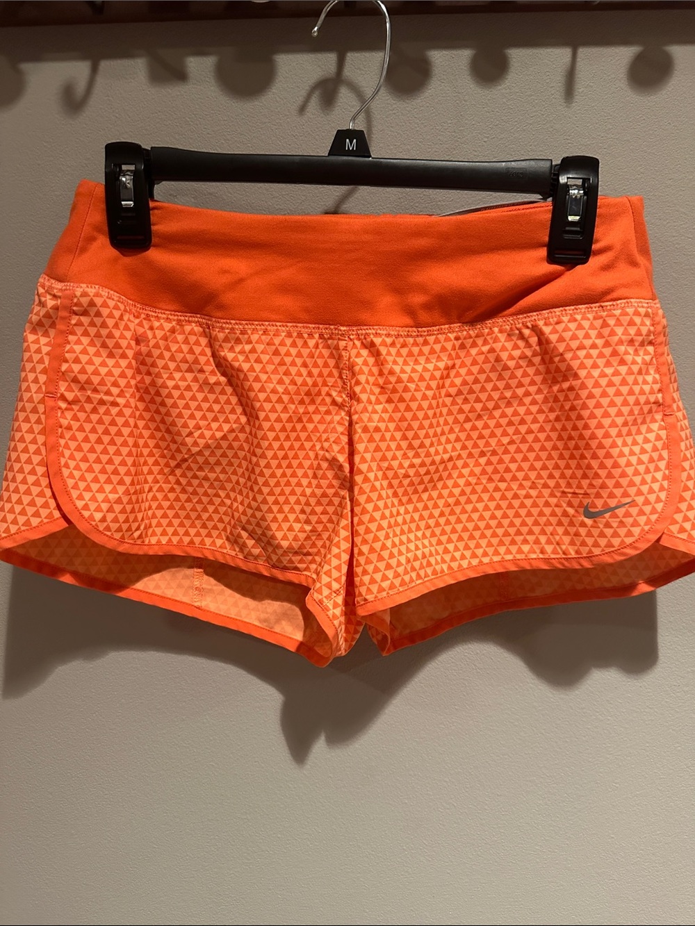 Nike Bright Orange Geometric Athletic Shorts